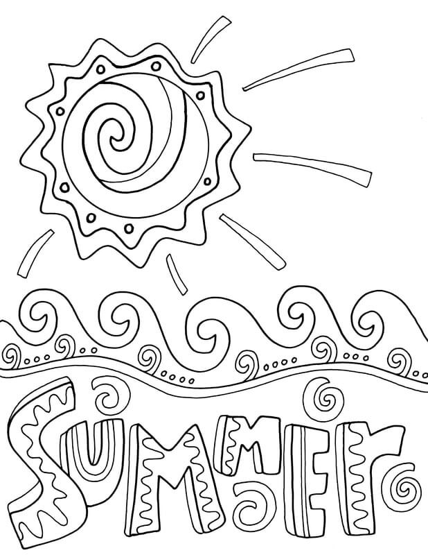 Online coloring book: Summer lettering coloring book